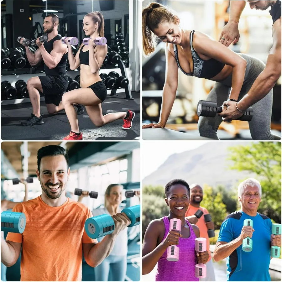 Adjustable Dumbbells Hand Weights Set: 5 lb Dumbbell Set of 2 Each 2lb 3lb 4lb 5lb Free Weights Fast Adjust Weight 4 In 1 Weight