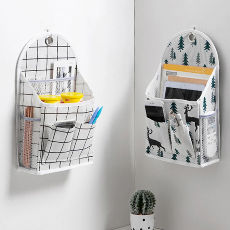 Large Capacity Cotton Linen Storage Bag Home Wall Mounted Organizer Hanging Bag Closet Toy Box Container Organizer Fabric Basket 4
