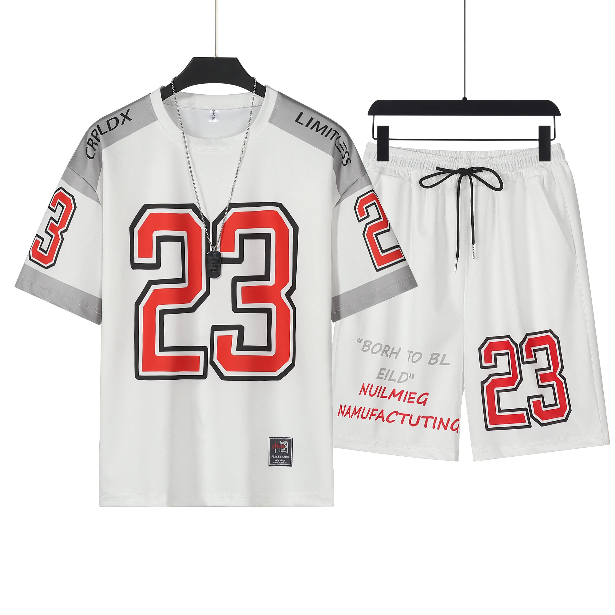 thumbnail image 1 of Conjunto deportivo informal coreano, nueva ropa de verano para hombre, conjunto deportivo, camiseta transpirable, pantalones cortos, conjunto de dos piezas, trajes de calle para hombre, 1 of 4