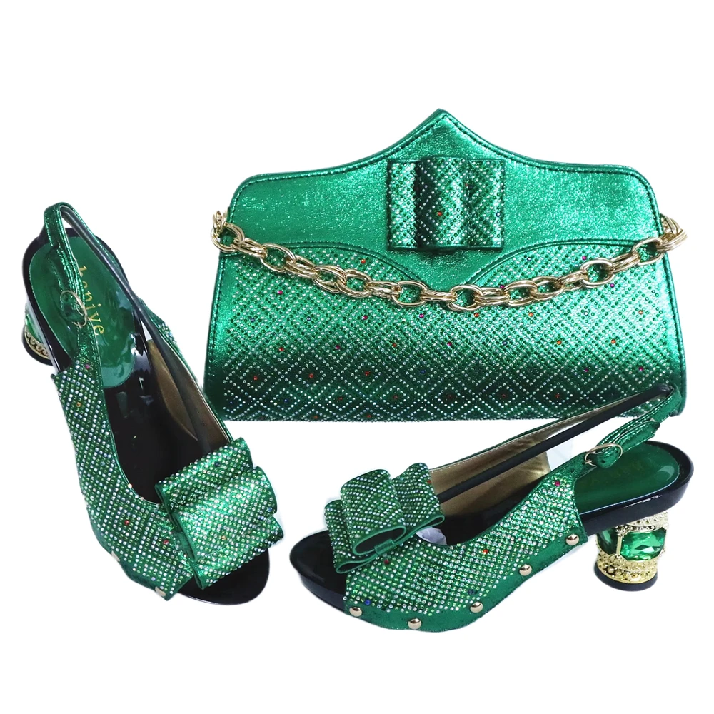 

Italian Green Color Shoes And Bags To Match Set Nigerian Wedding Shoes Matching Bag Set Popular Designs