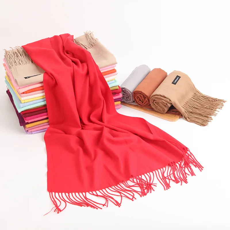

Women Warm Classic Lattice Scarf Fashion Casual Popular Cashmere Couple Solid Color Winter Casual Business Tassel Muffler T713
