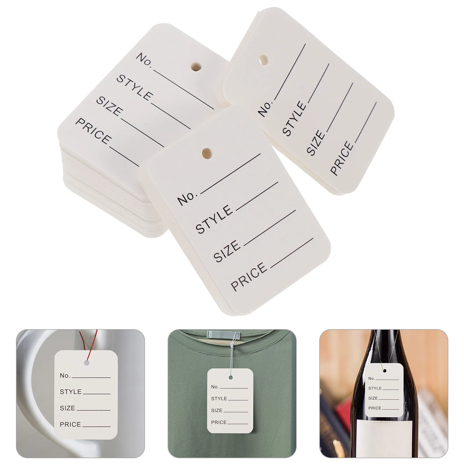 

1000 Pcs Price Tag Label Hanging Tags Clothes Paper Labels Shoes for Shop Display
