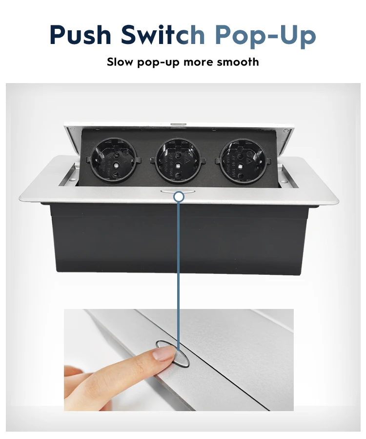 mesa tomada 3 tomada usb painel alumínio