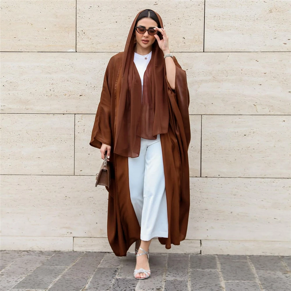 

Eid Mubarak Women Loose Batwing Sleeve Satin Maxi Dress Morocco Kaftan Muslim Dresses Dubai Turkey Abaya Islamic Jalabiya Caftan