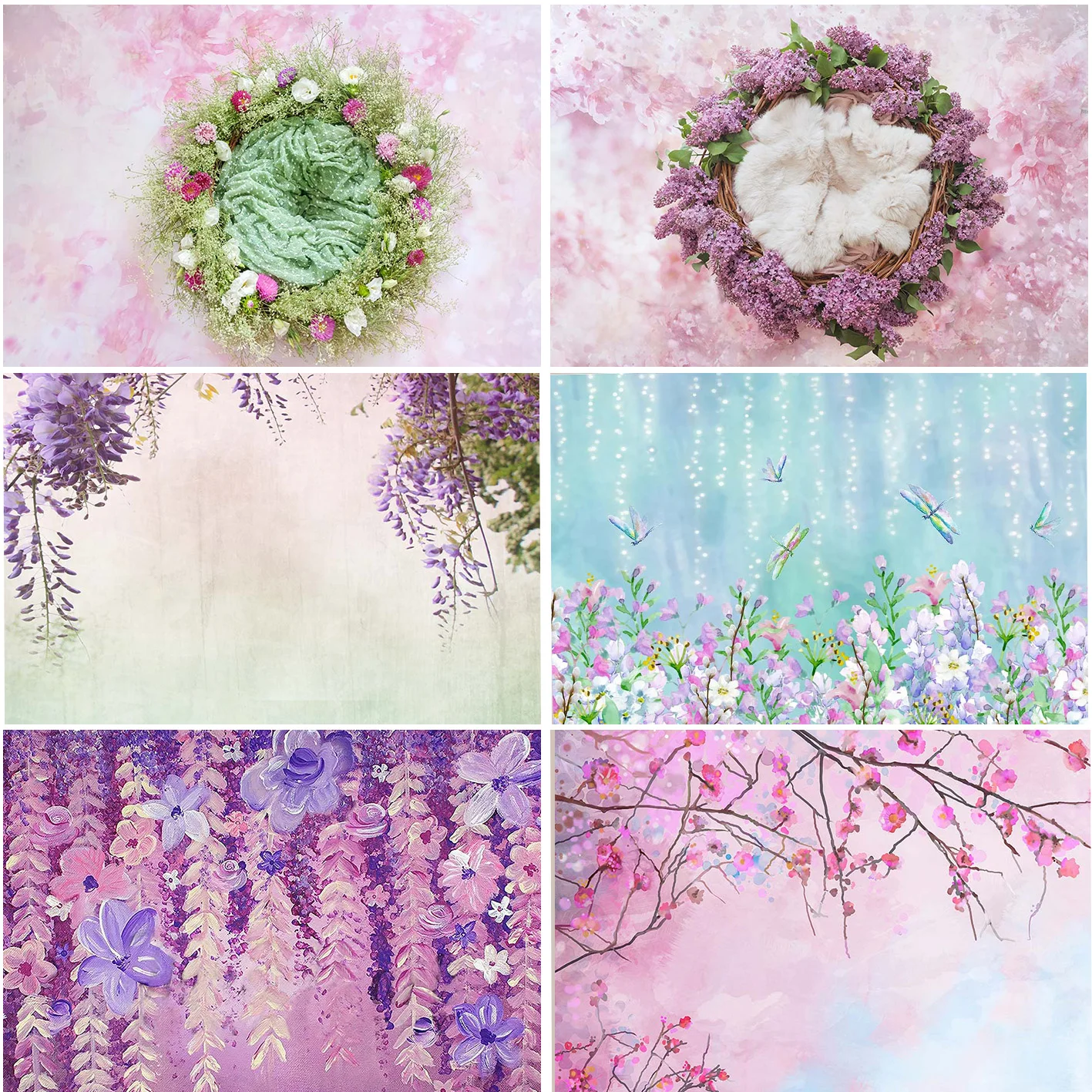

Spring Flowers Painting Backgrounds Baby Shower Birthday Party Portrait Decoration Photography Props Children Party Backdrops