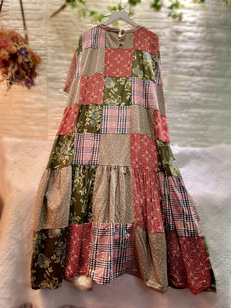 ワンピース MALION vintage patchwork dress MALION vintage】 flower patchwork backopen dress – ONENESS