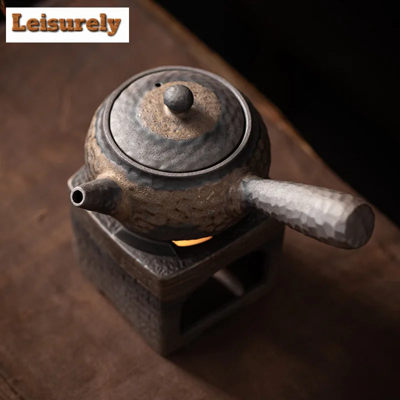 Japanese Rough Pottery Tea Warmer Holder Candle Heater Trivet Tea Stove Kettle Stand Boiling Water Carbon Furnace Tea Ceremony