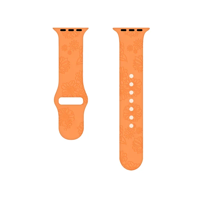Sport Strap for Apple Watchband 44mm 40mm 38mm 42mm 41mm 45mm Printed Silicone Bracelet for iwatch series 7 6 5 4 3SE watch band sunflower-orange