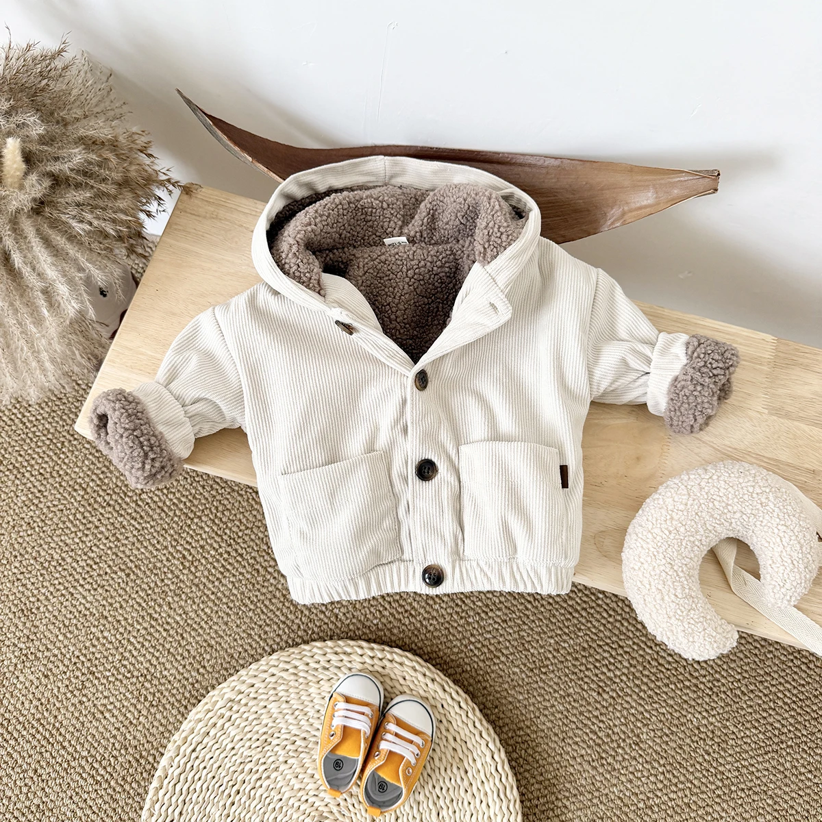Winter Baby Girls Boys Clothes Thick Fleece Hoodie Infant Fruit Embroidery Tops Long Sleeves Children Cotton Jacket kids jackets winter cotton coat