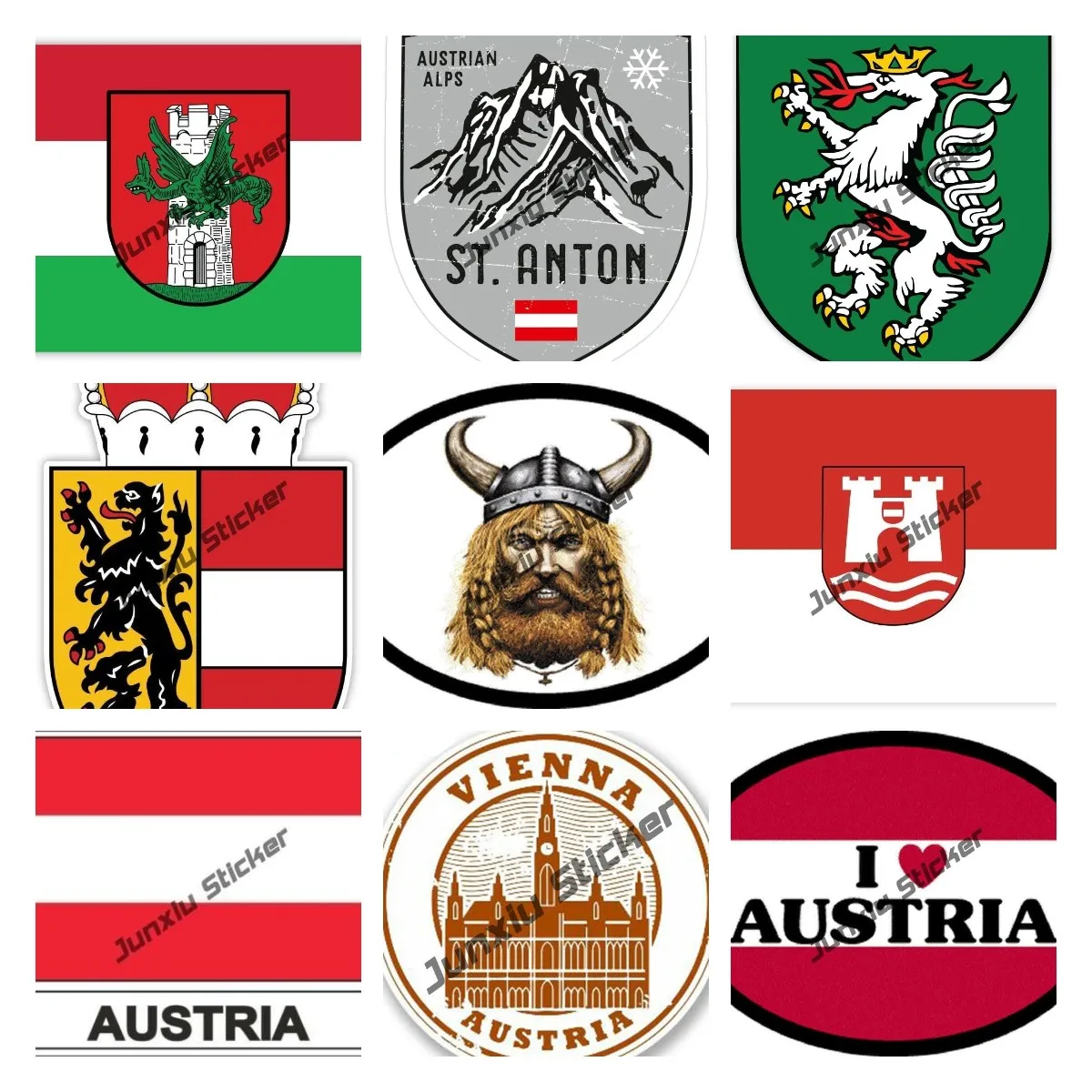 168Flag City Austria Sticker Salw Corsetto St Anton Mountain Viking Silky City Shield Crest Decalcomania Accessori Per Auto