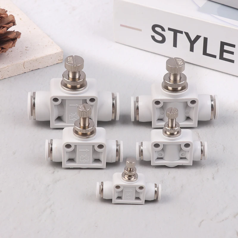 Pneumatic Throttle Valve SA-4/6/8/10/12MM Pneumatic Air Connector Fitting Control Valve OD Hose Plastic Push In Fittings