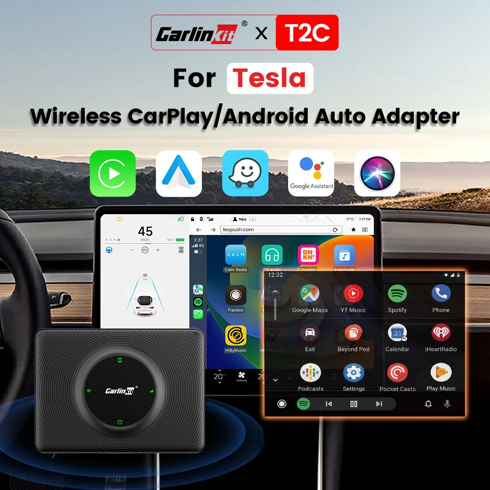 2023 CarlinKit T2C CarPlay Wireless Android Auto Adapter für Tesla