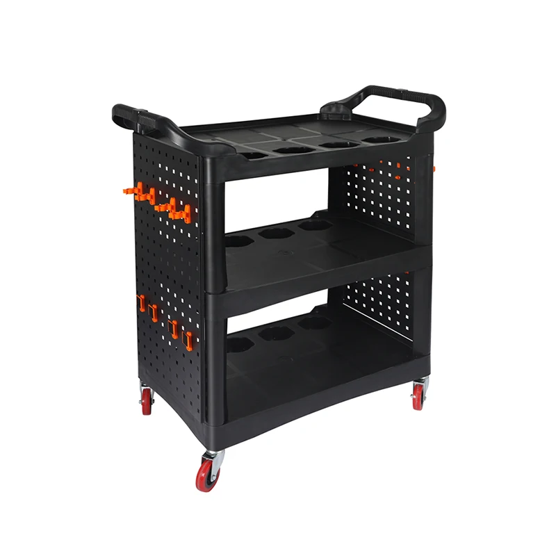 

Car Workshop Equipment Three Layers Plastic Moveable Tool Cabinet Car Repair Storage Tool Cart With Wheels