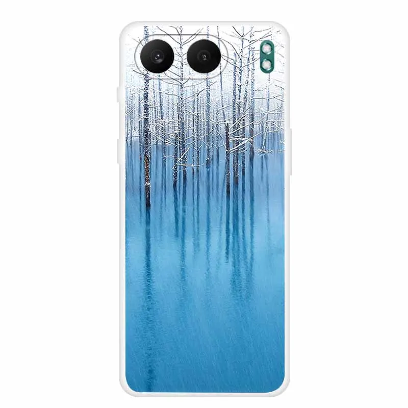 Clear Silicone Case with Landscape Flower Design - Soft TPU Back Cover