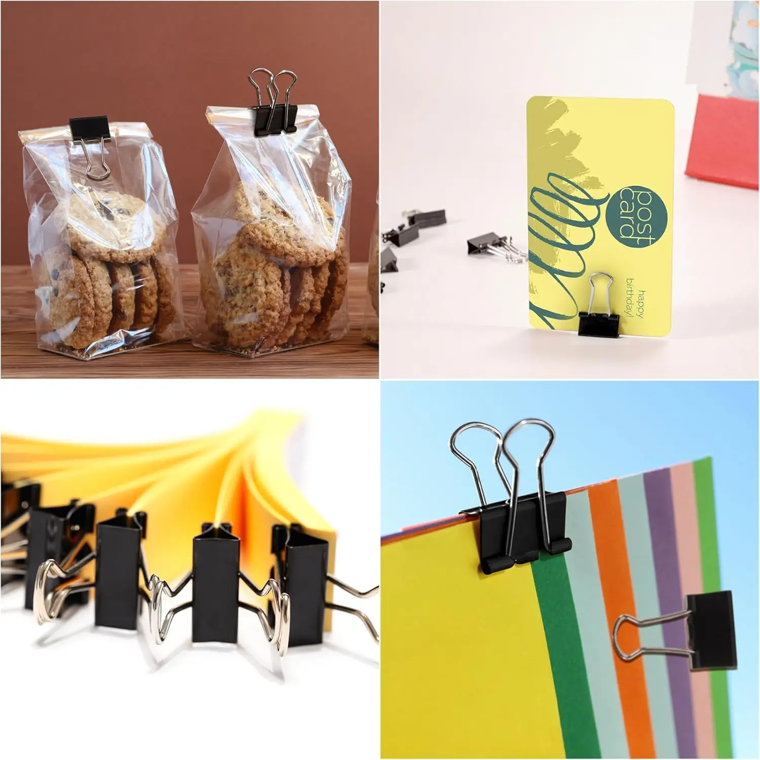 Black Metal Metal Grip Binder Clips File Paper Clamps 19mm Notes Letter Clip for School Office Stationery Supplies Book Clip