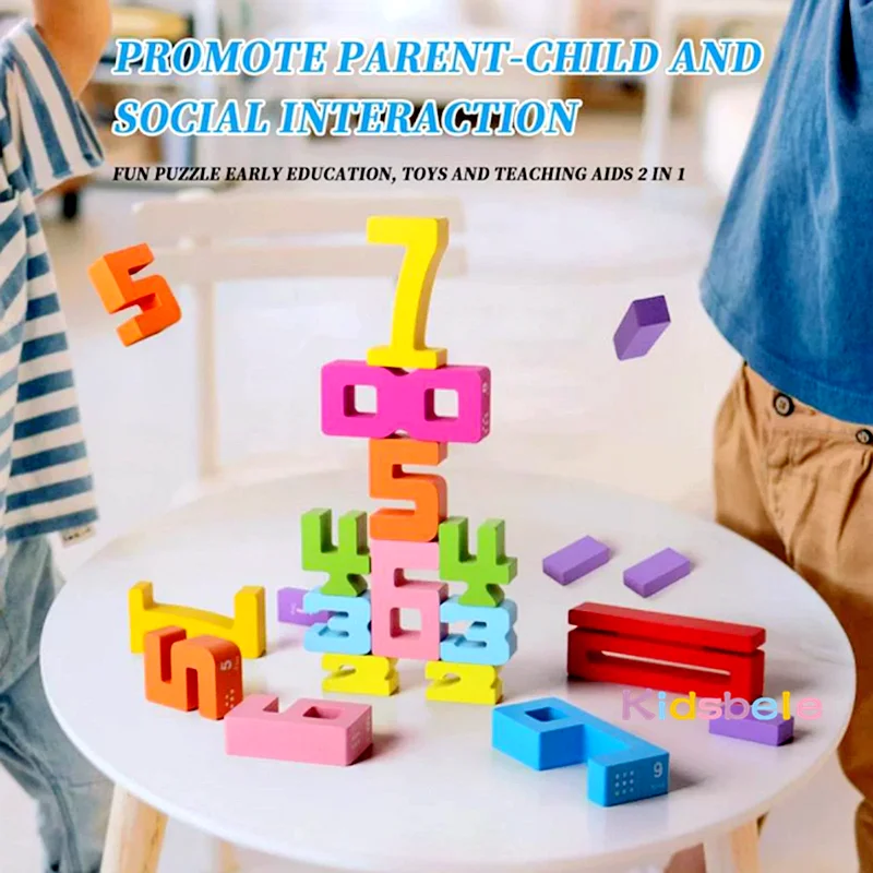 كتل الأرقام ألعاب خشبية مونتيسوري للأطفال عدد 1-10 ألعاب التراص للأطفال الصغار ألعاب تعليمية أنشطة ما قبل المدرسة لعبة الجذعية