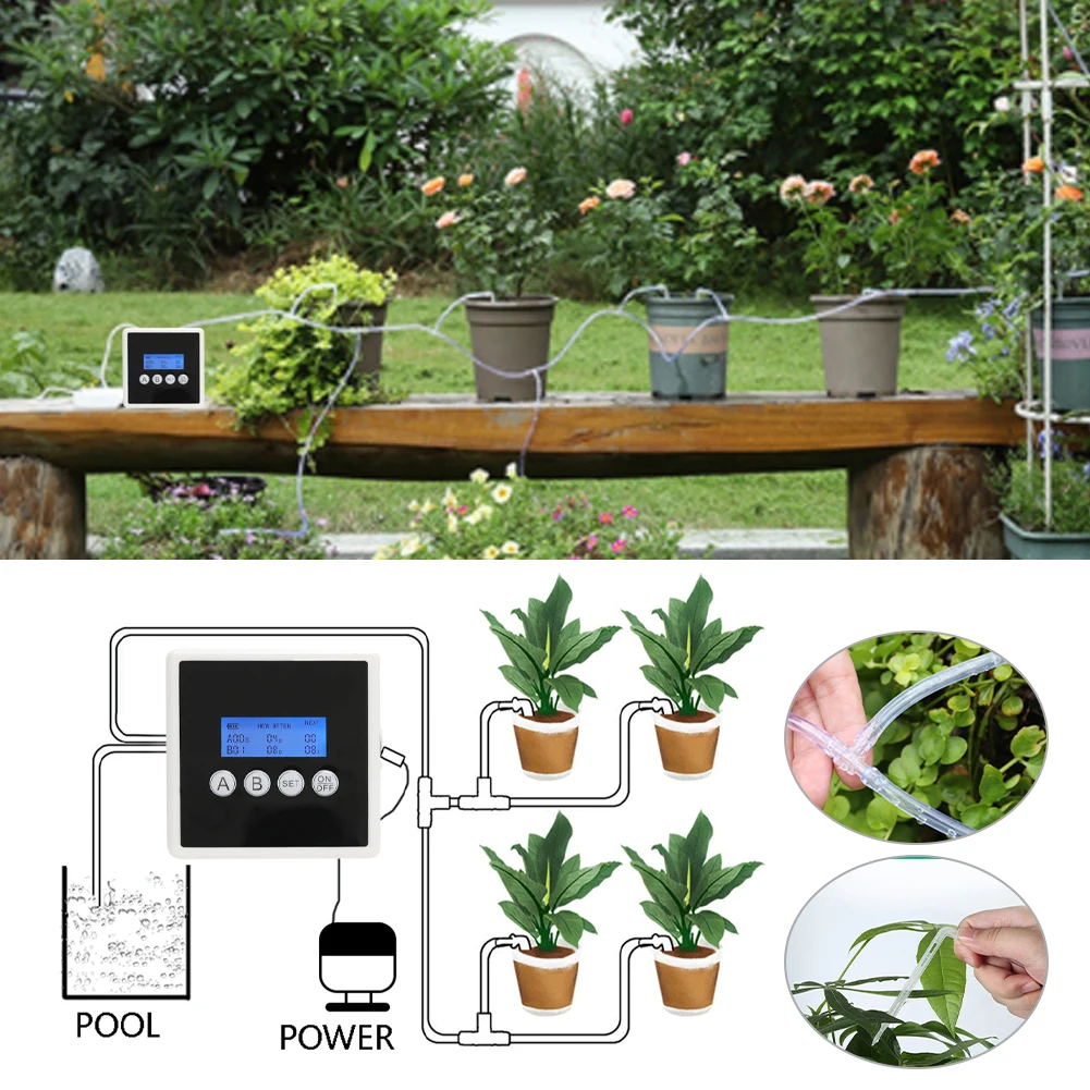

Комплект для капельного орошения сада, умный двойной насос, контроллер, таймер, автоматическое устройство полива для комнатных растений