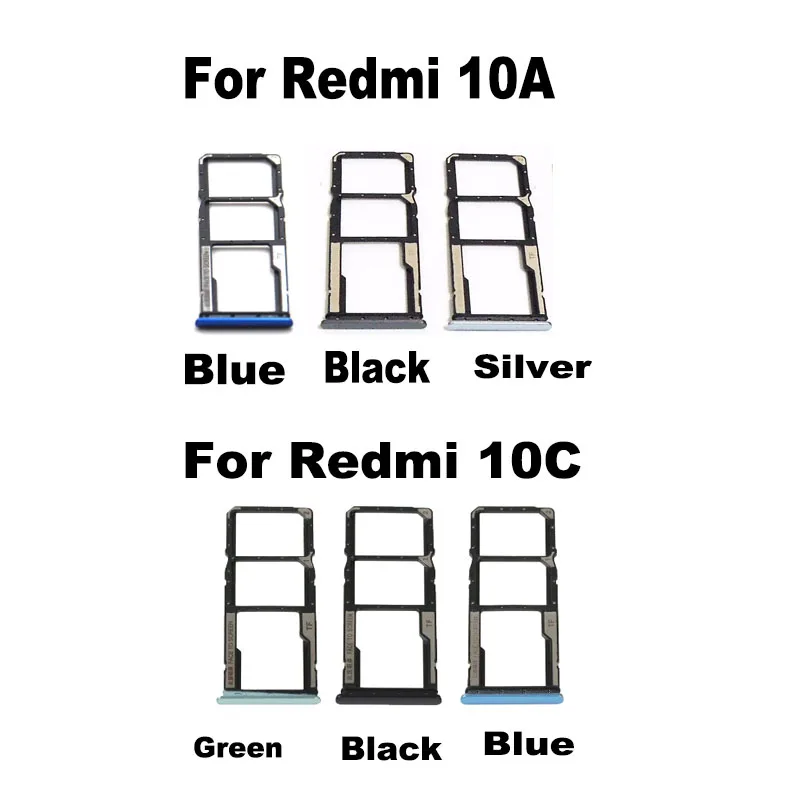 

Original New Sim Card Tray For Xiaomi Redmi 10C 10A Slot Holder Socket Adapter Connector Repair Parts Replacement FHD Prime 2022