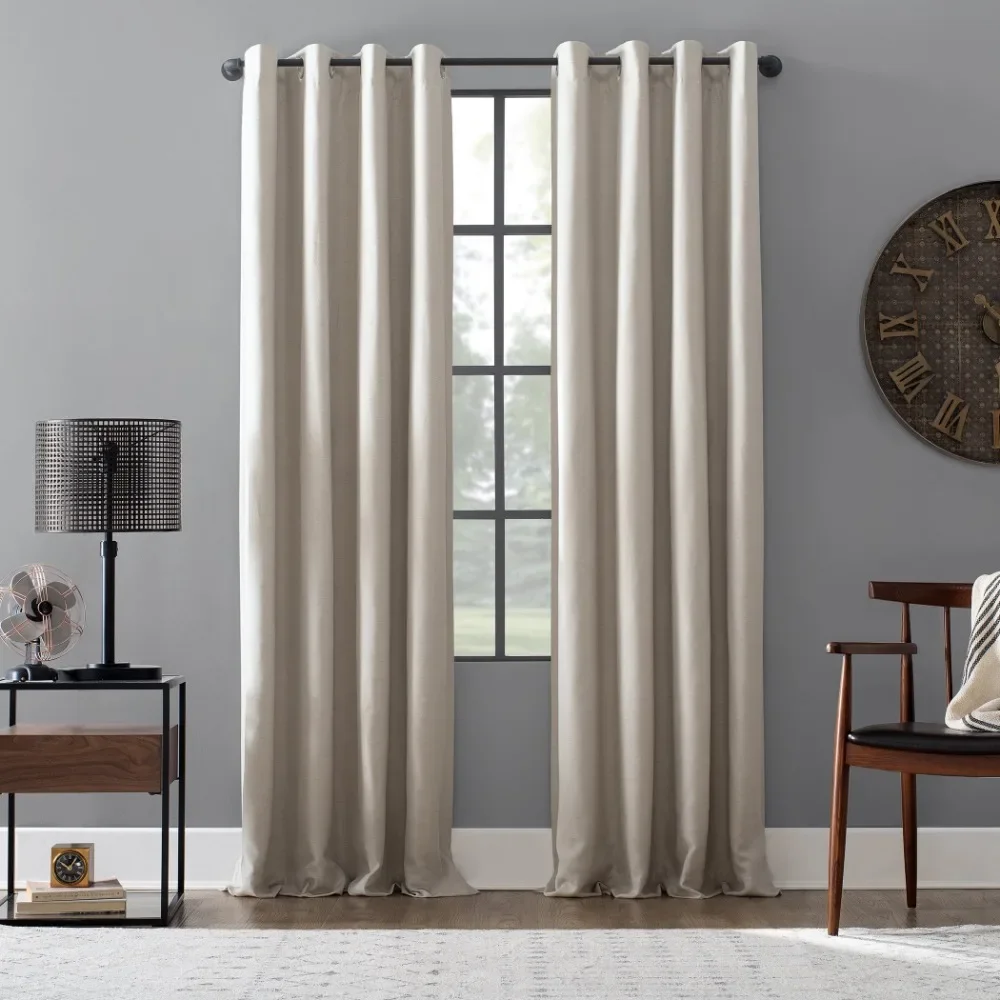 

Curtains Linen Blend Blackout Grommet Top Curtain Curtains for Bedrooms Tulle Living Room Bedroom the Rooms Shades Screen Home