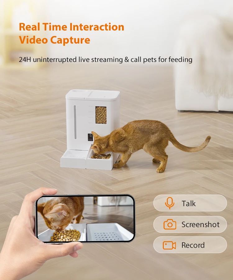 Automatic Cat Dog Feeder 2 in 1 Cat Water Fountain with Camera 