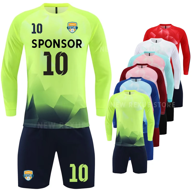 

Goalkeeper Football Jersey Suit for Kids Adults Personalized Custom Boys Men's Print Long Sleeve Soccer Uniforms Tracksuit