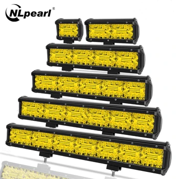NLpearl 오프로드 LED 바, 트럭, 지프, SUV, UAZ, 4x4 트랙터, 보트, ATV, 12V, 24V, LED 헤드라이트, 노란색, 120W LED 작업등, 4-20 인치
