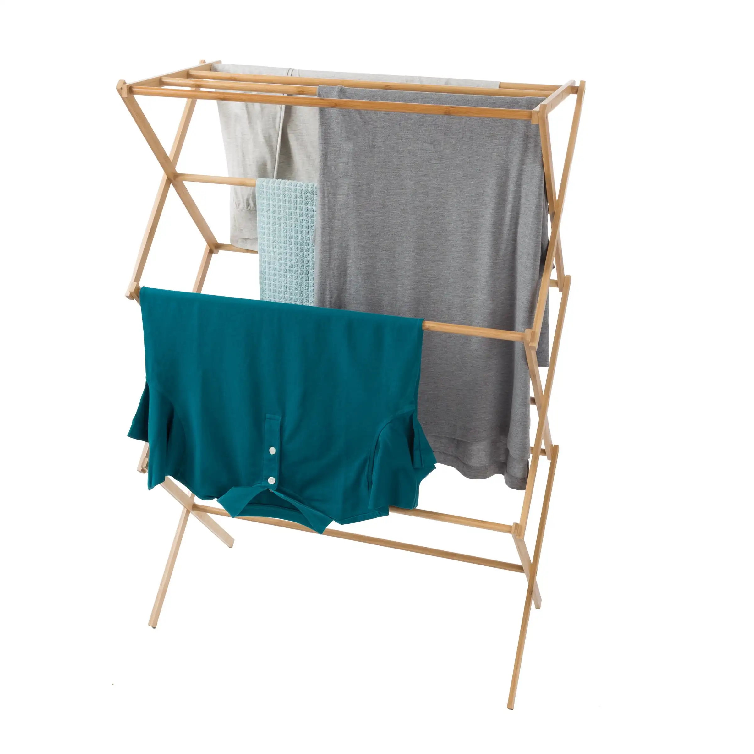 

Portable Bamboo Clothes Drying Rack- Collapsible and Compact for Indoor/Outdoor