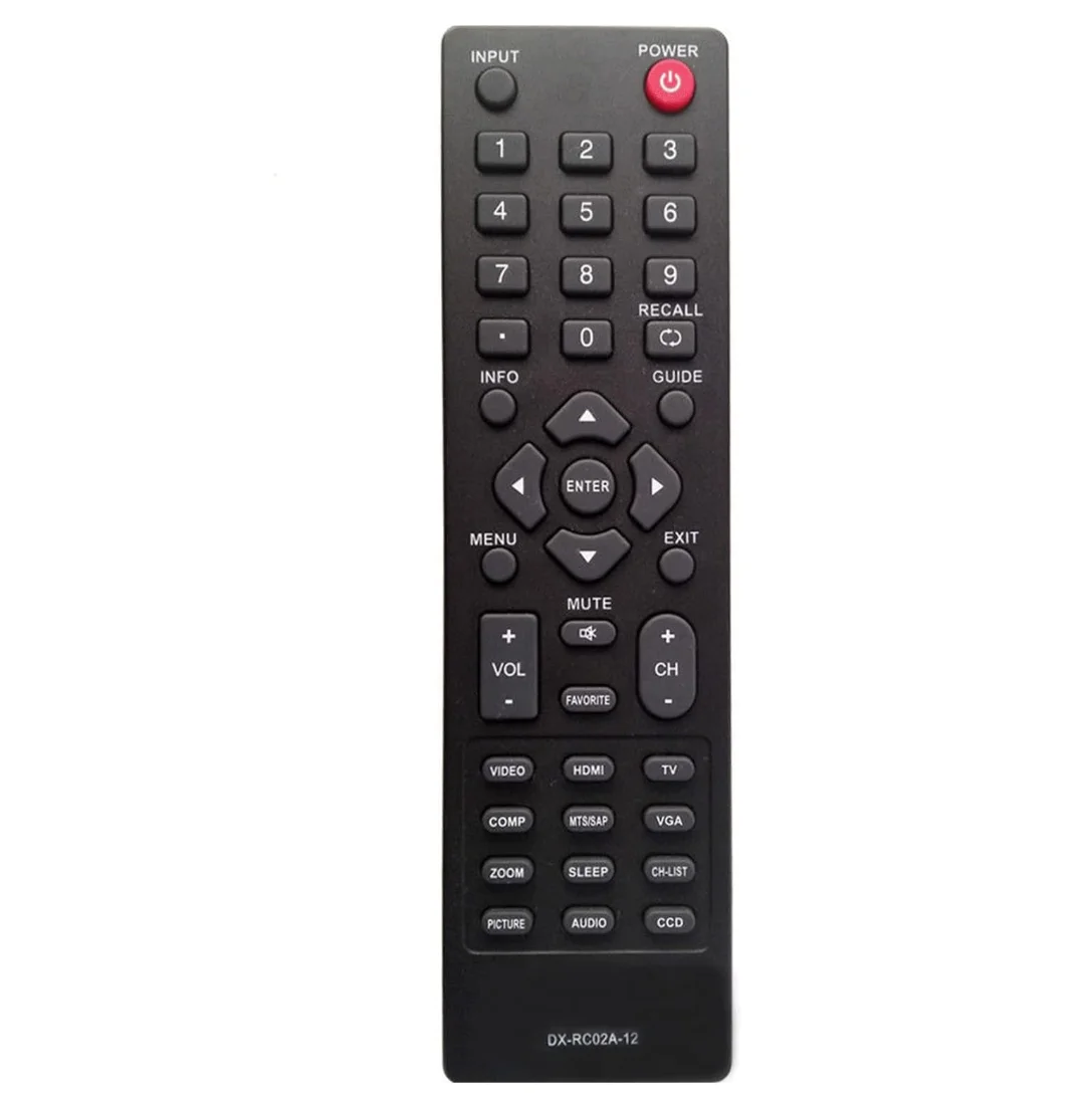 Nuevo control remoto reemplazado DX-RC02A-12 para TV LCD LED compatible con DYNEX TV DX-46L262A12, DX-32L230A12, DX-46L260A12, DX-24L230A12, DX-19E220A12...