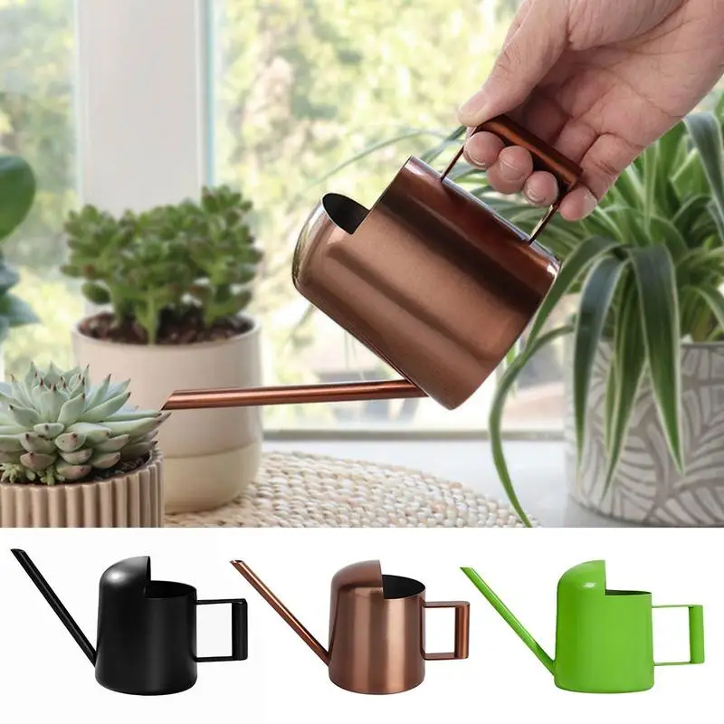 

Long Spout Watering Can Stainless Steel Mini Watering Kettle Liquid Container Green Water Flower Plant Can For Gardening Tools