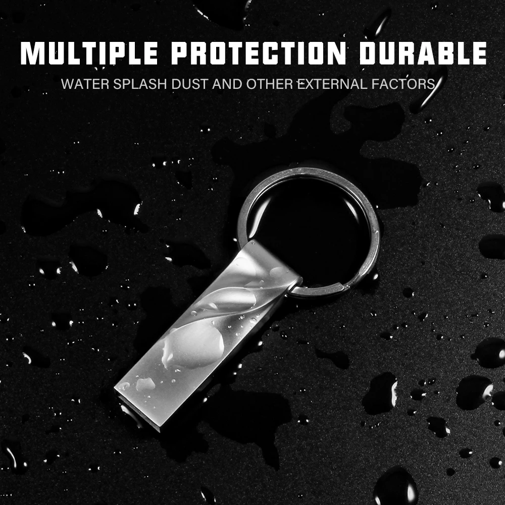 JASTER Gold Waterproof USB Flash Drives 64GB Laser Engraving Pen Drive32GB 16GB 8GB Free Key Chain USB Stick 4GB Creative Gift
