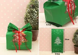 Festive Snowflake Christmas Gift Bags for Holiday Treats and Decorations (100pcs green)