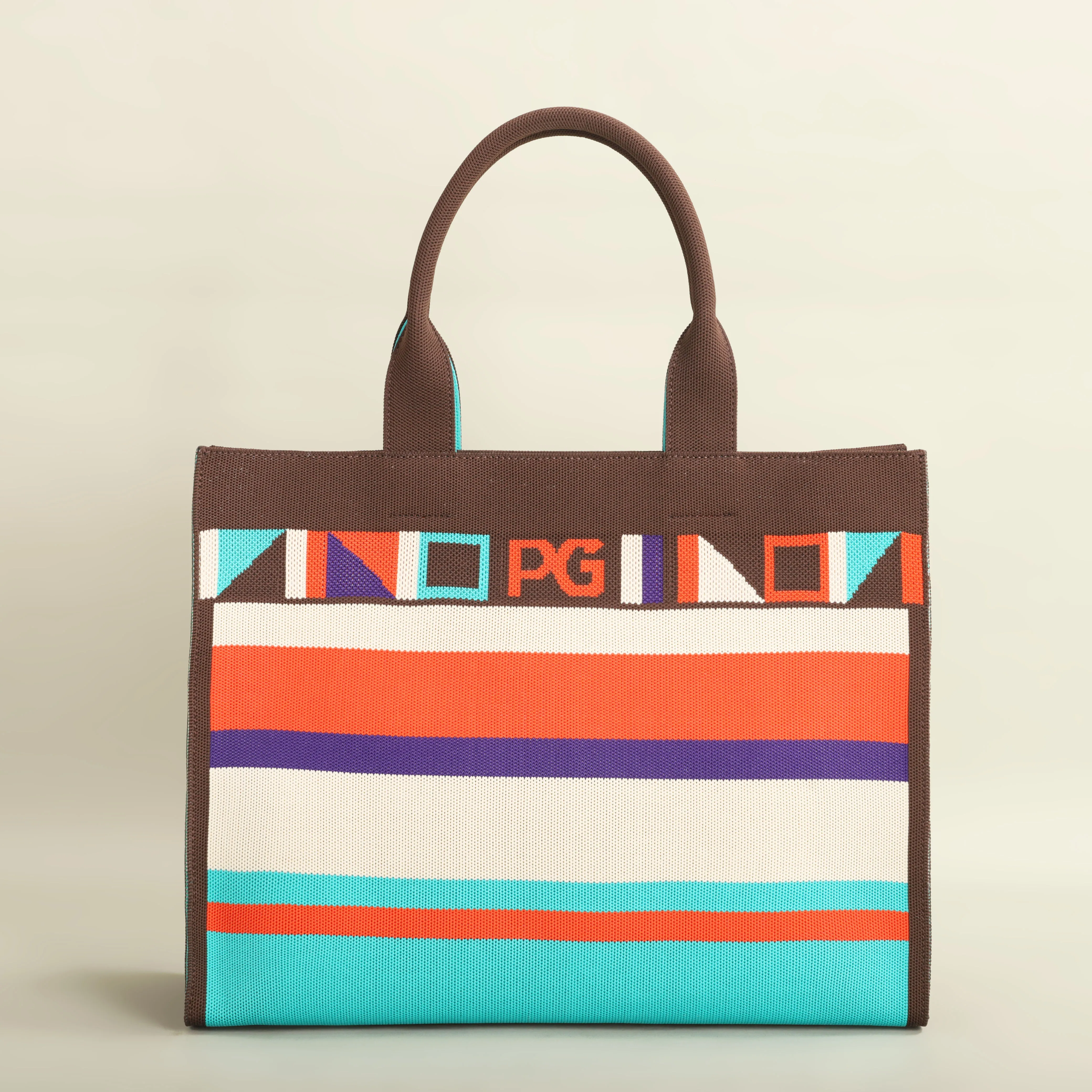 Lightweight colorful mesh tote bag details