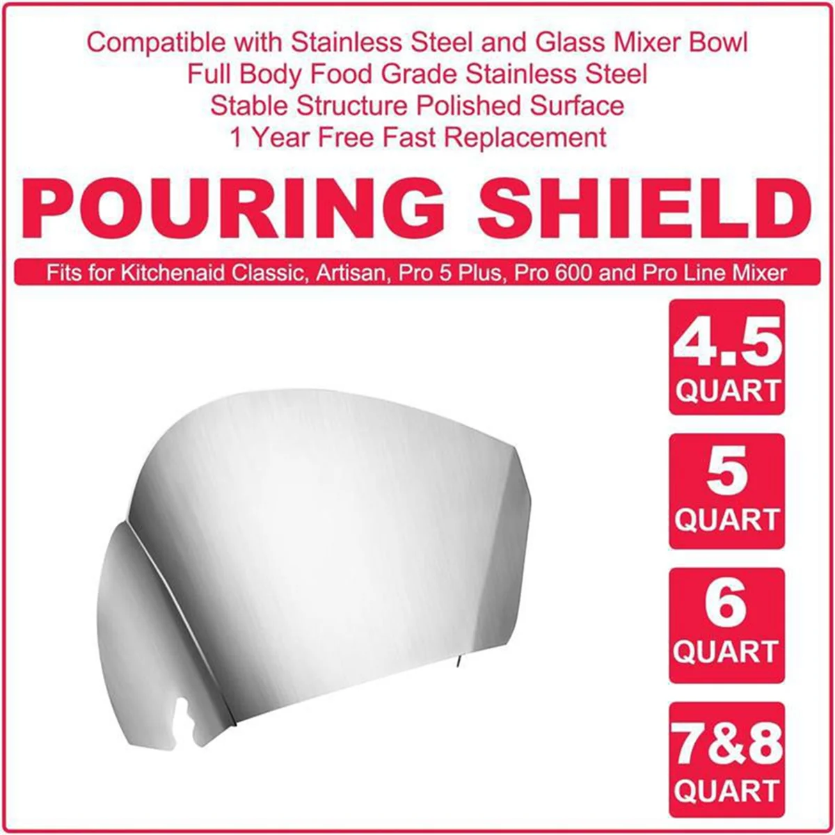 A78E-Dumping Protective Cover for Kitchenaid Bowls Treasure Stainless Steel Pouring Channel Pouring Accessories