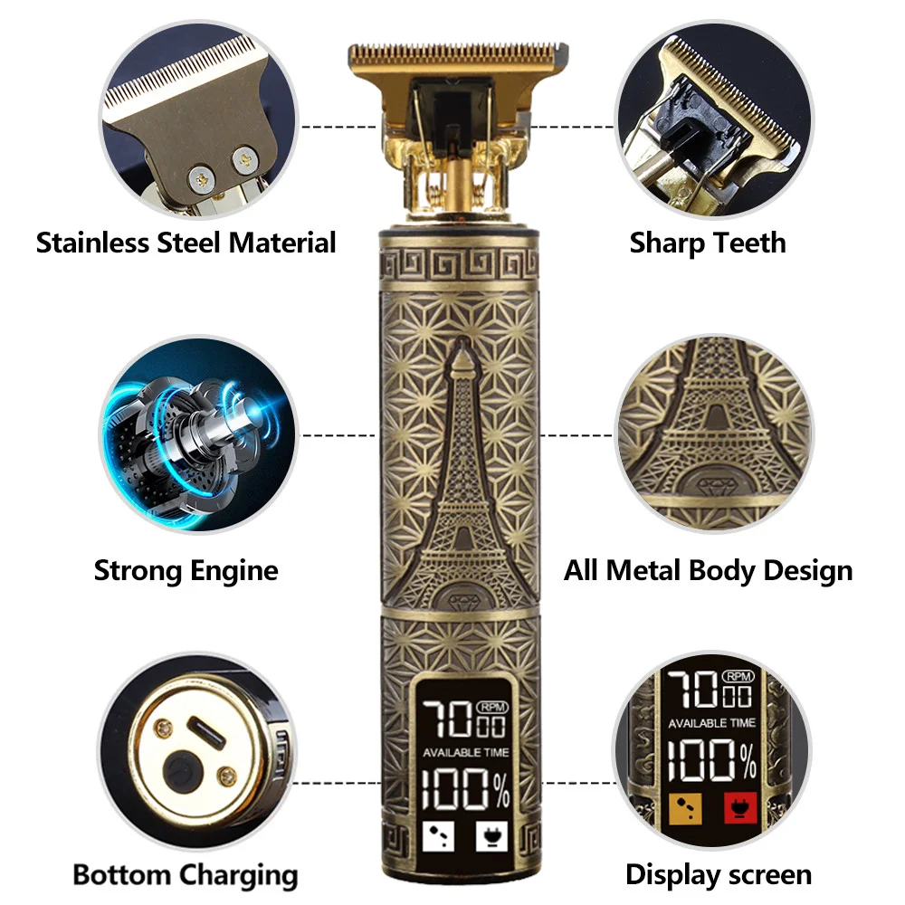 Original T9 Electric Shaver Hair Cutting Machine Rechargeable Clipper Hair Trimmer Man Beard for Men Barber Professional Trimmer 3