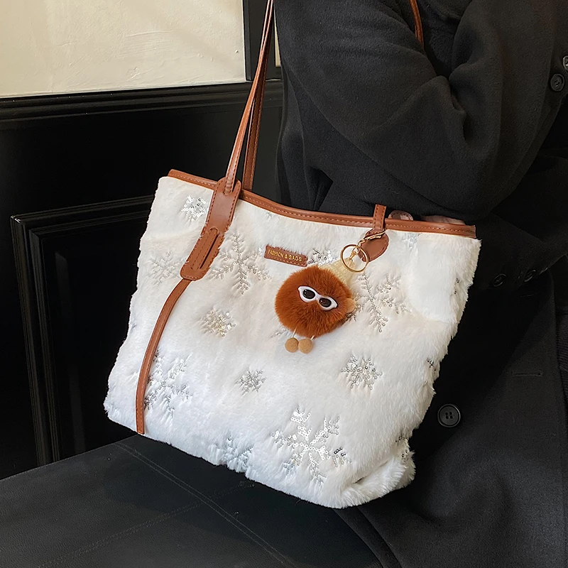 VeryMe crossbody bag Retro Bags For Women Soft Plush Shoulder Bags Female Large Capacity Travel Bag Winter Warm Fluffy Totes