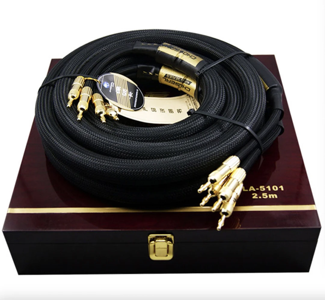 Choseal 6N OCC Audiophile HIFI Speaker Cable 24K gold-plated banana plug Top level Speaker Cable 25MMx2.5M LA-5101