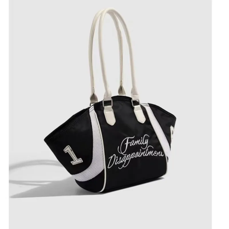 JIAERDI Sports Nylon Black Tote Bag Wallets Women Versatile Letter Casual Y2k Handbag Ladies Large Capacity Underarm Bag 2025