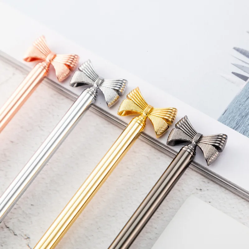 1 Piece Kawaii Ballpoint Pen School Office Supply Stationery Novel Cute Bow Metal Luxury Brand High Quality Spinning Sweet