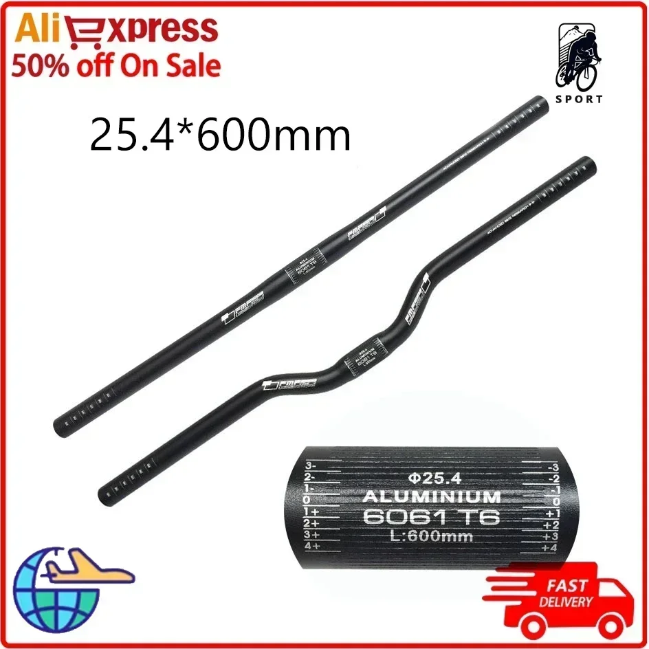Manubrio Riser 600mm 25.4mm In Alluminio - Pieghevole, BMX, MTB, Fixed Gear, Universale Nero