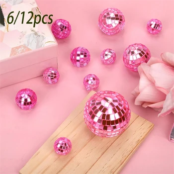 3cm Set of 6 or 12 Mirror Balls Party Shining Reflective Glass Ornaments 1