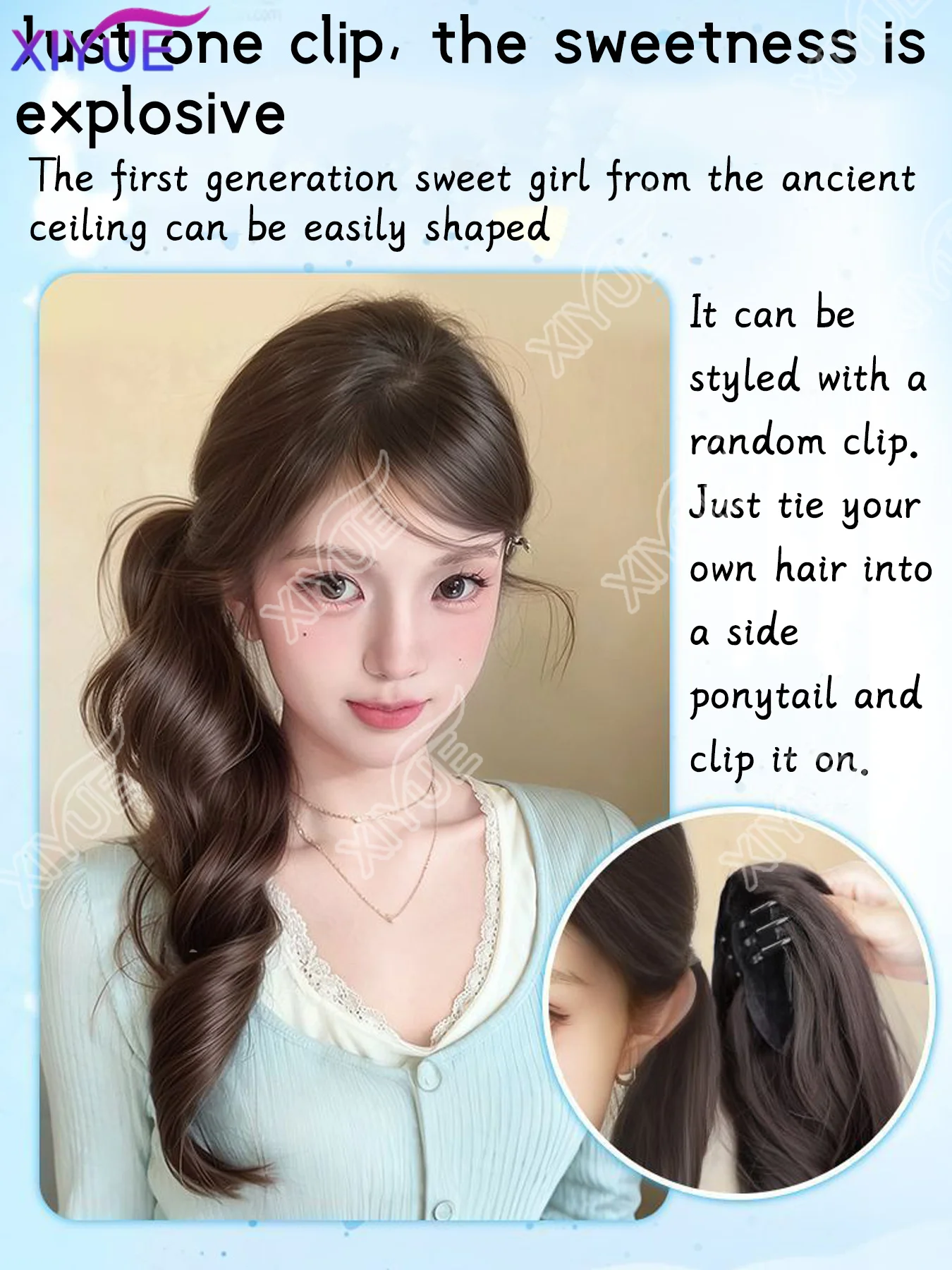 XY Ponytail Extension Synthetic Claw Clip in Hairpiece Curly Wavy Ponytail Hair Extensions Long Pony Tail Hairpiece for Women
