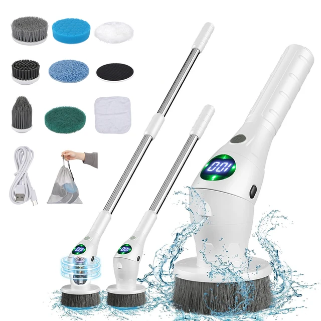 Brosse à livres électrique rotative sans fil, ménage multifonctionnel, cuisine, fenêtres, toilettes, 8 en 1 1