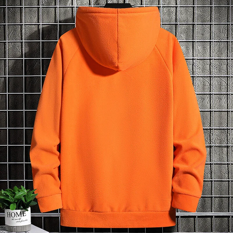 Hoodies Sweatshirt mens spring autumn new Fleece Hoodie Pure color hooded Sweatshirts Men\'s casual warmth Sweatshirt size M-5XL