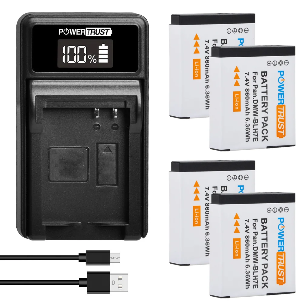 Dmw-Blh7 Batterie/Caricabatteria Per Panasonic Lumix Dmc-Gf7, Dmc-Gm1 Gm1K Gm5 Gm5Kk,Dc-Gx850,Dmc-Lx10 Lx15,