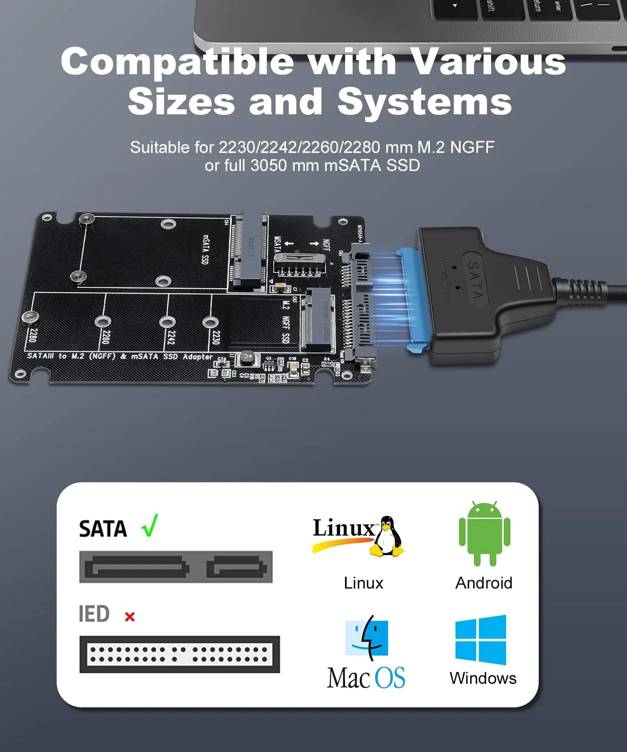 Electop m.2 ngff zu sata adapter usb 3,0 msata adapter ssd solid state drive konverter platine mit kabel riser karte für pc-laptop