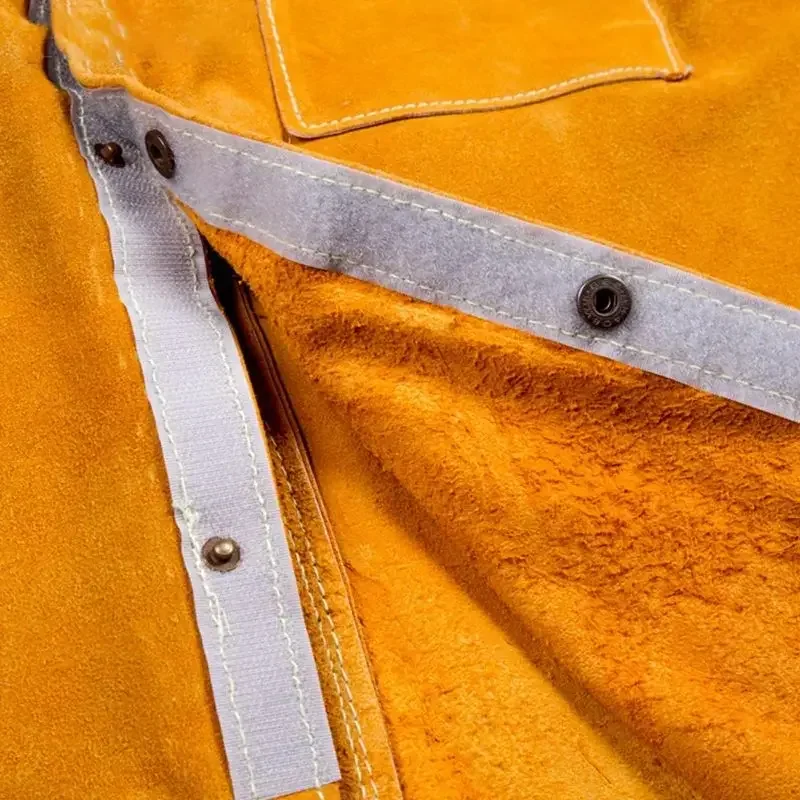 Flame Resistant Work Coat Heavy Duty Leather Welding Jacket - Heat & Flame Resistant Safety Coat With Adjustable Fit Leather Welding Safety Coat - View #5
