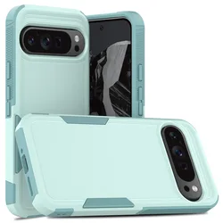 Magnetic High - Quality Dual - Layer Armor Protective Case with Box - Pixel 9 (Light green)