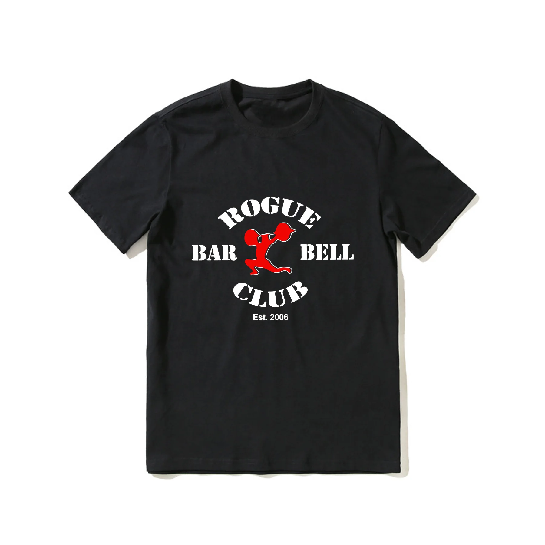 

2023 Hot Sale Summer 100% Cotton Rogue for Fitness Barbell Club CROSSFITS Black T Shirt Men Cool Tee Hip Hop Streetwear T-shirt