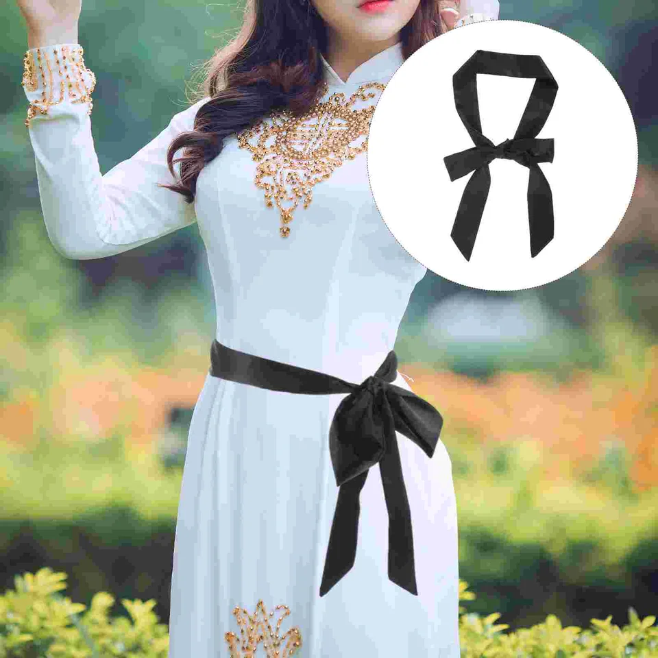 Black Satin Sash Belt Black Satin Ribbon Belt Long Chiffon Sash Waist Belt  For Bridal Wedding Dress Belt Bridal Waist Belt Robe Replacement Formal  Special Occasion Dresses Accessories For Women Girls Women's