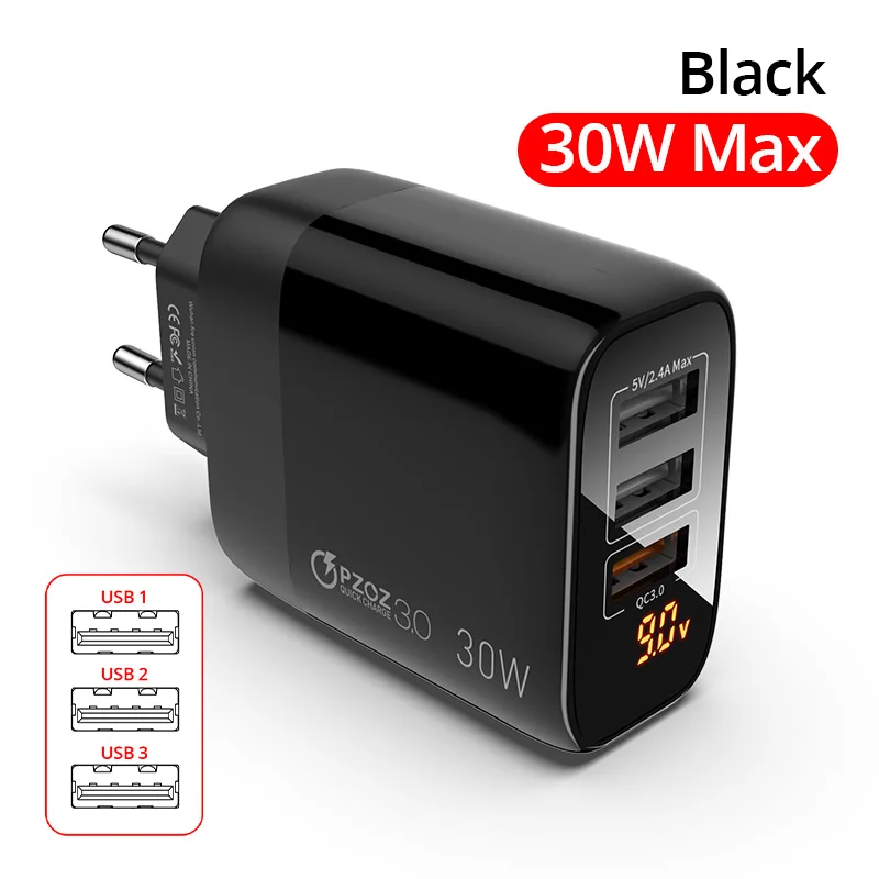 charger 65w PZOZ USB Charger 30W Fast Charging PD Type C Quick Charge LED Display For iPhone 13 12 Pro Max 11 8 Samsung Xiaomi USB C Charger 65w charger usb c Chargers